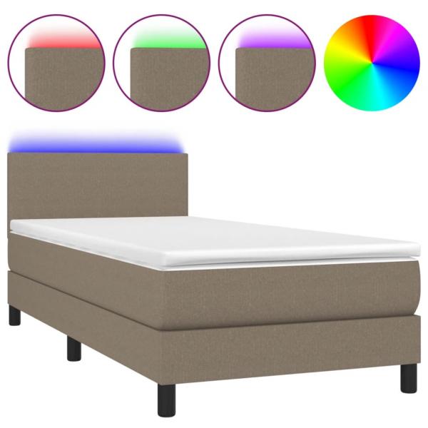 Boxspringbett mit Matratze & LED Taupe 80x200 cm Stoff