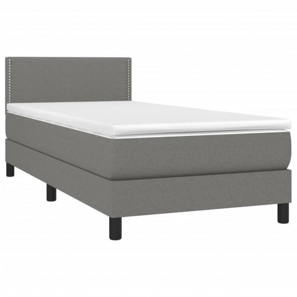 Boxspringbett mit Matratze & LED Dunkelgrau 100x200 cm Stoff