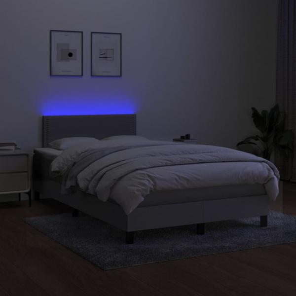 Boxspringbett mit Matratze & LED Hellgrau 120x200 cm Stoff