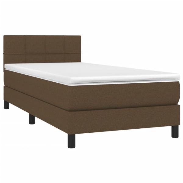 Boxspringbett mit Matratze & LED Dunkelbraun 90x200 cm Stoff