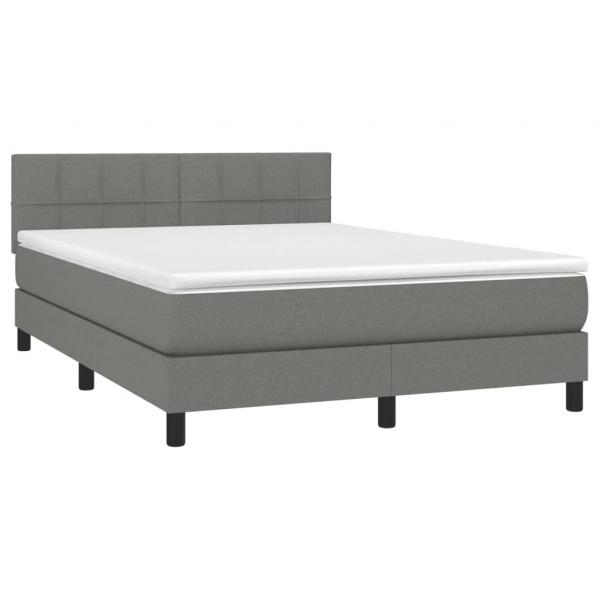 Boxspringbett mit Matratze & LED Dunkelgrau 140x190 cm Stoff