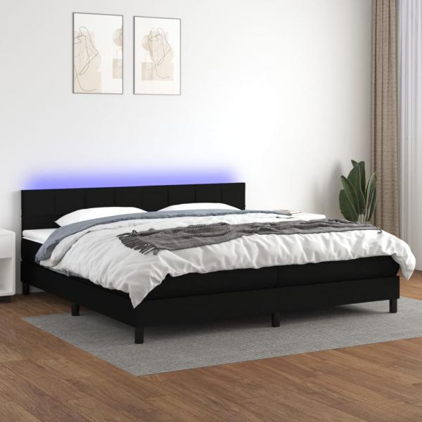 ARDEBO.de - Boxspringbett mit Matratze & LED Schwarz 200x200 cm Stoff