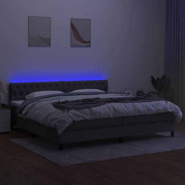 Boxspringbett mit Matratze & LED Dunkelgrau 200x200 cm Stoff