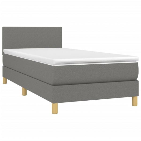 Boxspringbett mit Matratze & LED Dunkelgrau 90x190 cm Stoff