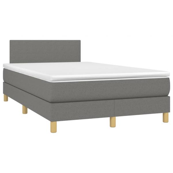 Boxspringbett mit Matratze & LED Dunkelgrau 120x200 cm Stoff