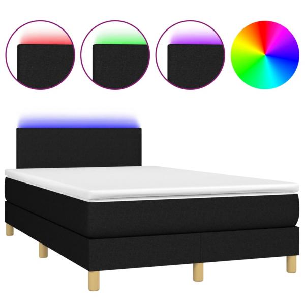 Boxspringbett mit Matratze & LED Schwarz 120x200 cm Stoff