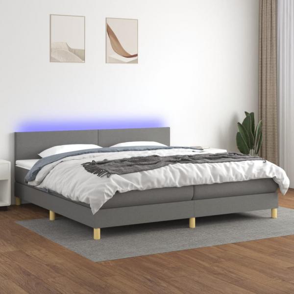 ARDEBO.de - Boxspringbett mit Matratze & LED Dunkelgrau 200x200 cm Stoff