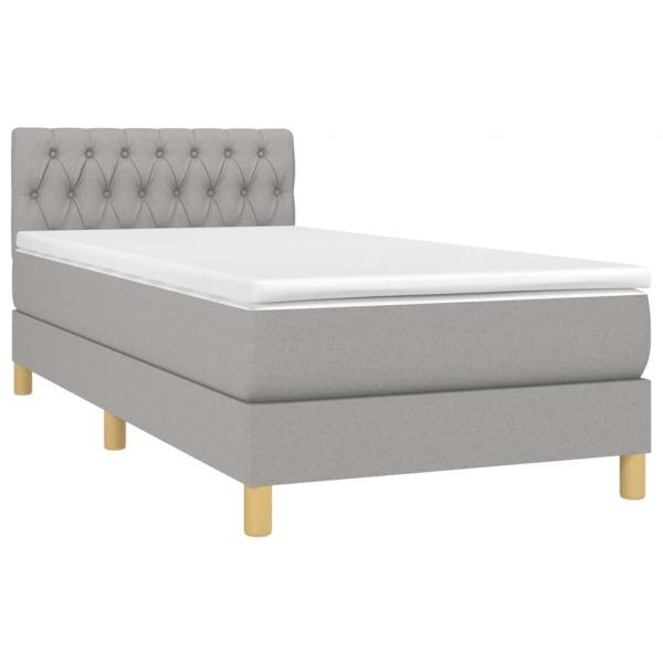 Boxspringbett mit Matratze & LED Hellgrau 90x200 cm Stoff