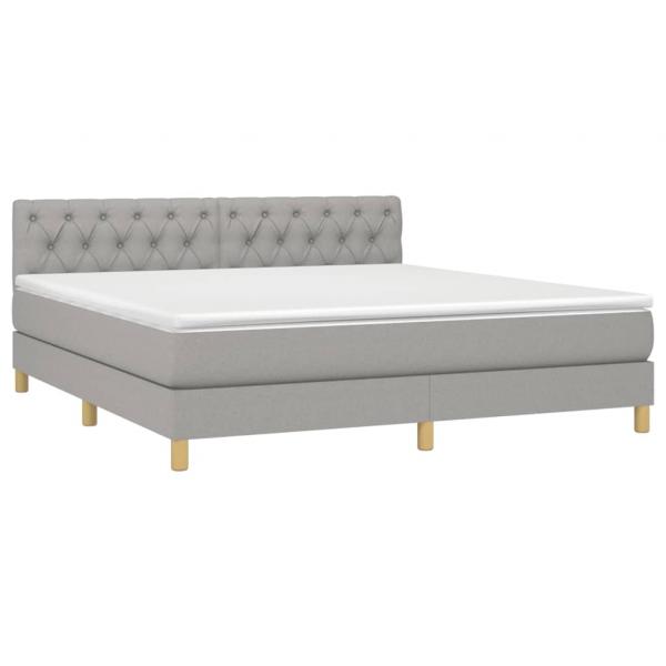 Boxspringbett mit Matratze & LED Hellgrau 160x200 cm Stoff 