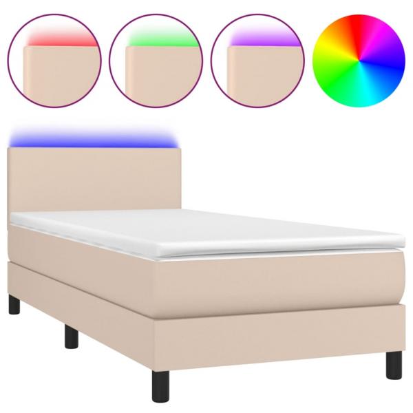 Boxspringbett mit Matratze & LED Cappuccino-Braun 90x200cm