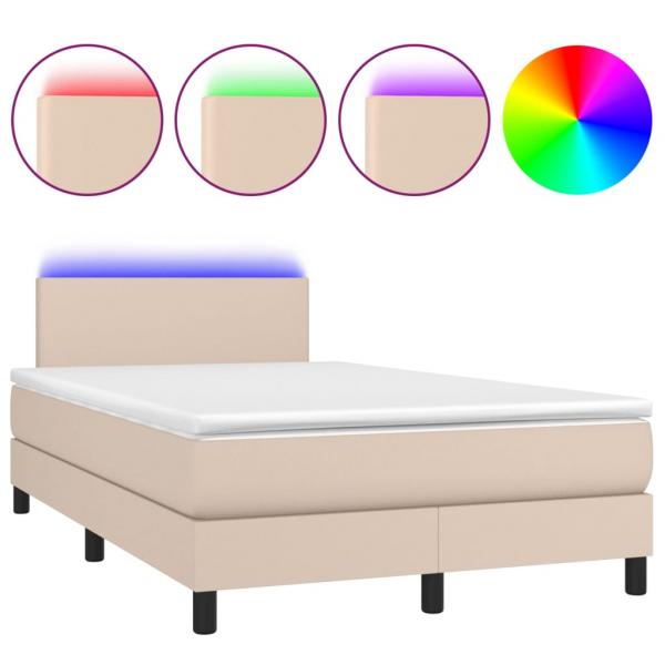 Boxspringbett mit Matratze & LED Cappuccino-Braun 120x200cm