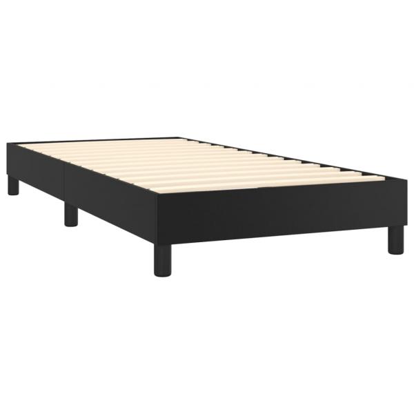 Boxspringbett mit Matratze & LED Schwarz 90x200 cm Kunstleder