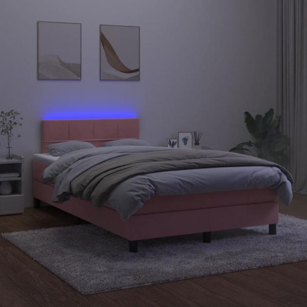 Boxspringbett mit Matratze & LED Rosa 120x200 cm Samt