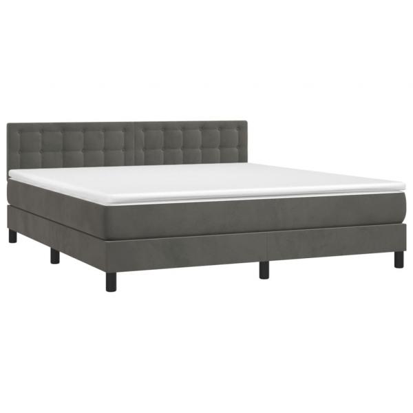 Boxspringbett mit Matratze & LED Dunkelgrau 160x200 cm Samt