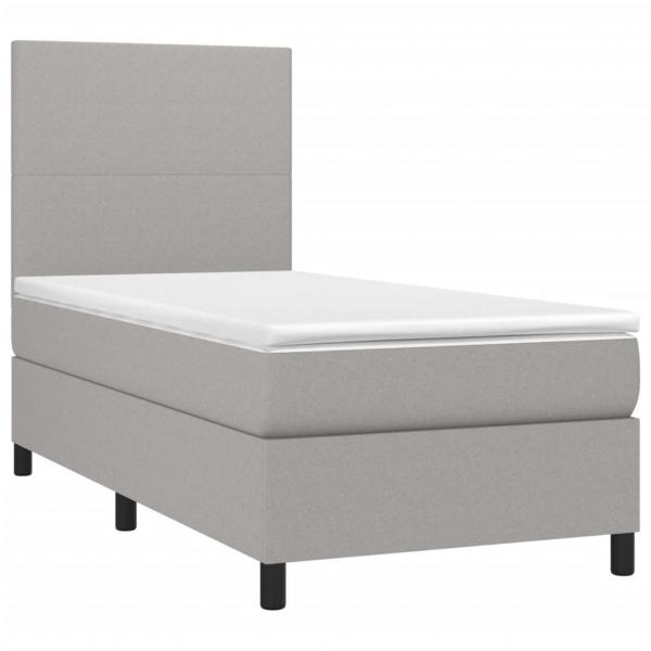 Boxspringbett mit Matratze & LED Hellgrau 90x200 cm Stoff