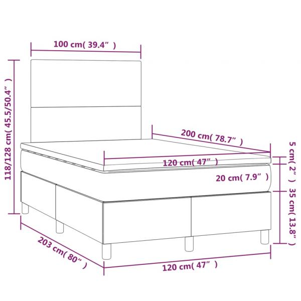 Boxspringbett mit Matratze & LED Schwarz 120x200 cm Stoff