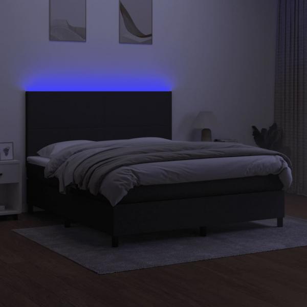 Boxspringbett mit Matratze & LED Schwarz 160x200 cm Stoff