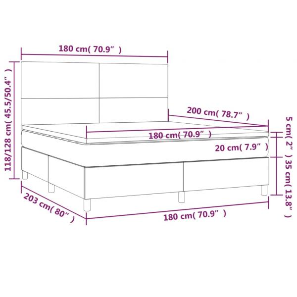 Boxspringbett mit Matratze & LED Dunkelgrau 180x200 cm Stoff