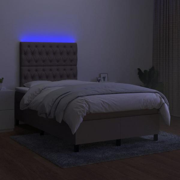 Boxspringbett mit Matratze & LED Taupe 120x200 cm Stoff