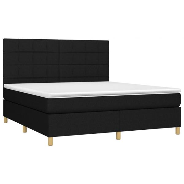 Boxspringbett mit Matratze & LED Schwarz 160x200 cm Stoff