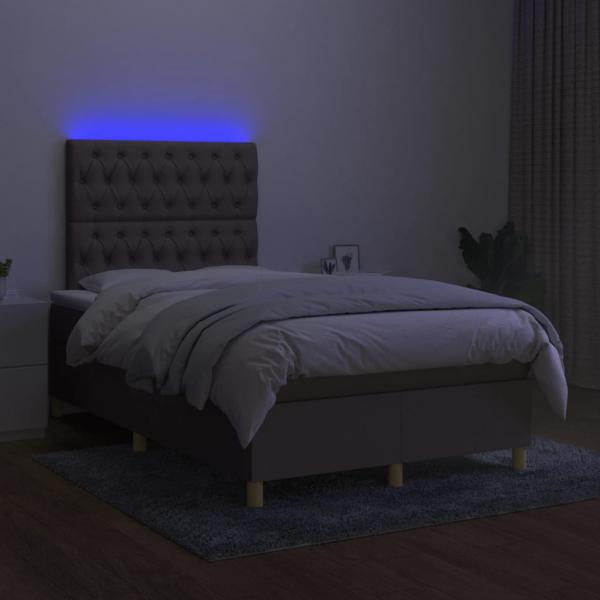 Boxspringbett mit Matratze & LED Taupe 120x200 cm Stoff