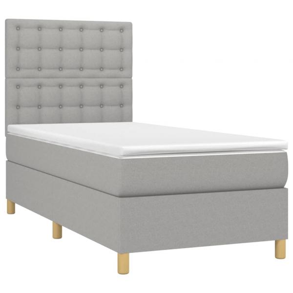 Boxspringbett mit Matratze & LED Hellgrau 90x200 cm Stoff