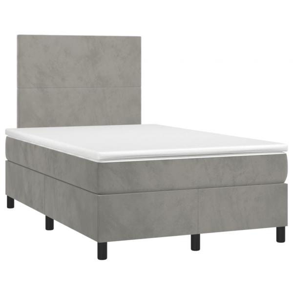 Boxspringbett mit Matratze & LED Hellgrau 120x200 cm Samt