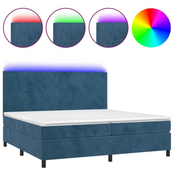 Boxspringbett mit Matratze & LED Dunkelblau 200x200 cm Samt