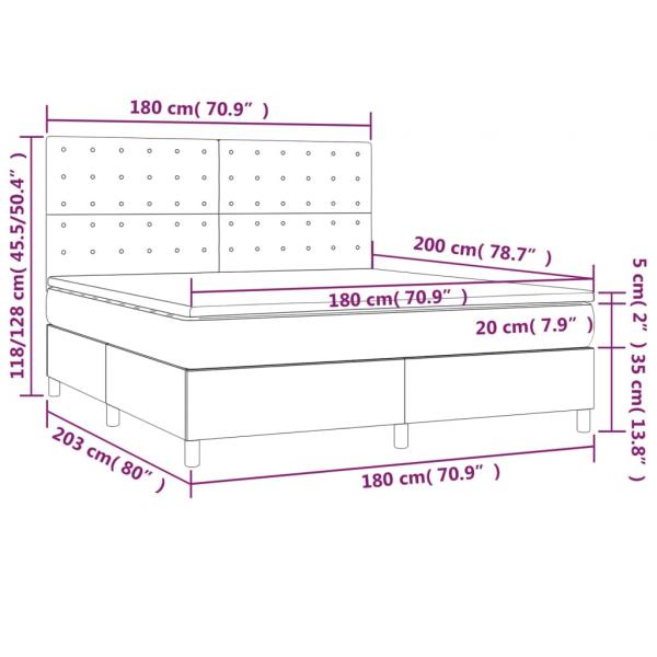 Boxspringbett mit Matratze & LED Dunkelgrau 180x200 cm Samt