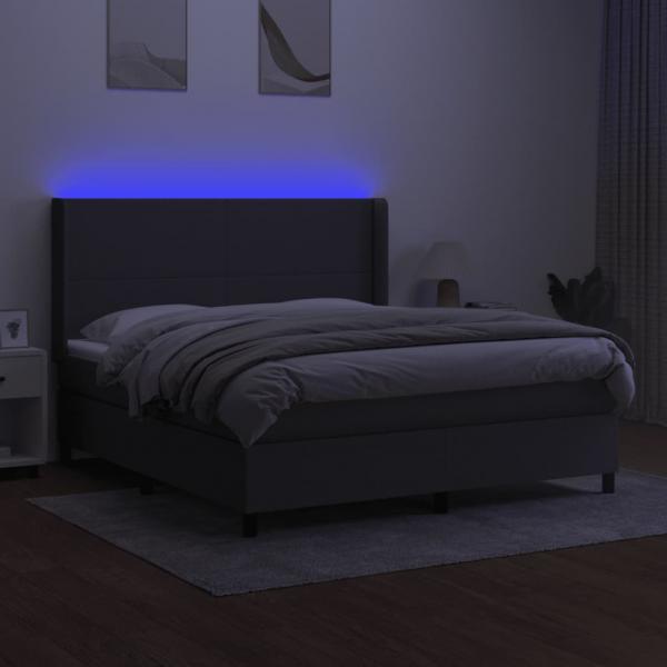 Boxspringbett mit Matratze & LED Dunkelgrau 180x200 cm Stoff