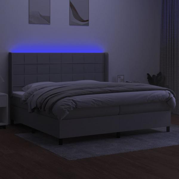 Boxspringbett mit Matratze & LED Hellgrau 200x200 cm Stoff 