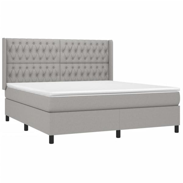 Boxspringbett mit Matratze & LED Hellgrau 180x200 cm Stoff