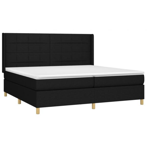 Boxspringbett mit Matratze & LED Schwarz 200x200 cm Stoff