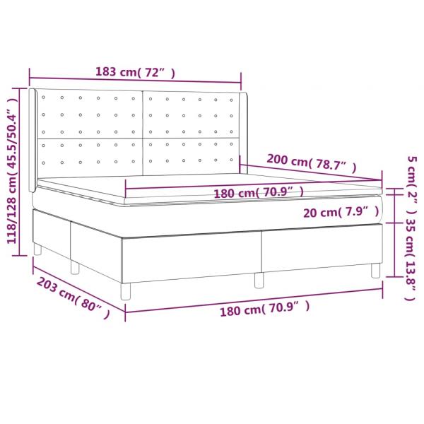 Boxspringbett mit Matratze & LED Schwarz 180x200 cm Stoff