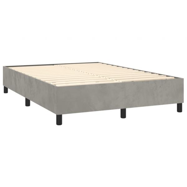 Boxspringbett mit Matratze & LED Hellgrau 140x190 cm Samt