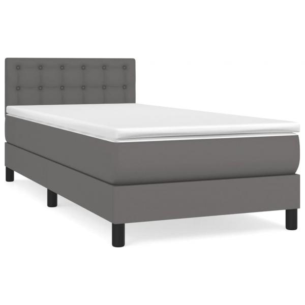 Boxspringbett mit Matratze Grau 80x200 cm Kunstleder