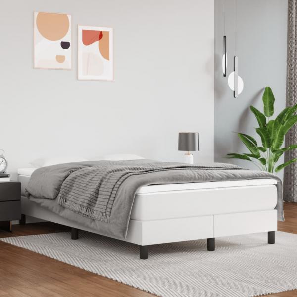 ARDEBO.de - Boxspringbett mit Matratze Weiß 120x200 cm Kunstleder