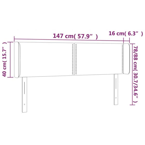 LED Kopfteil Schwarz 147x16x78/88 cm Samt