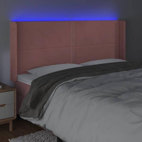 LED Kopfteil Rosa 163x16x118/128 cm Samt