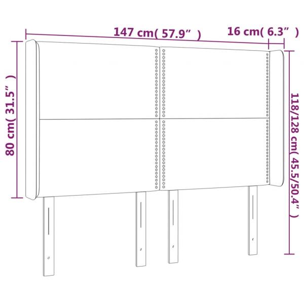 LED Kopfteil Weiß 147x16x118/128 cm Kunstleder