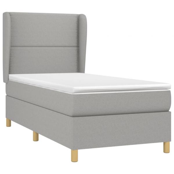 Boxspringbett mit Matratze Hellgrau 90x190 cm Stoff