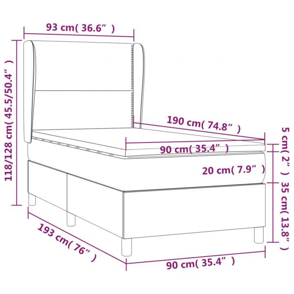 Boxspringbett mit Matratze Hellgrau 90x190 cm Stoff