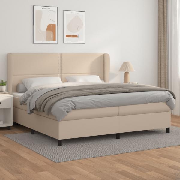 ARDEBO.de - Boxspringbett Matratze Cappuccino-Braun 200x200cm Kunstleder