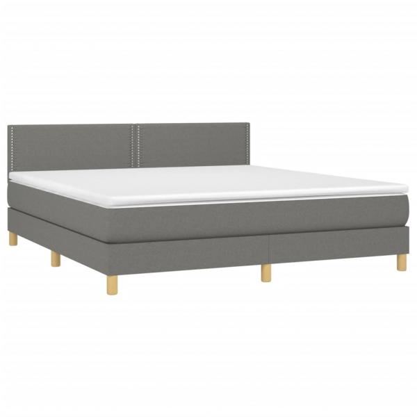 Boxspringbett mit Matratze & LED Dunkelgrau 180x200 cm Stoff