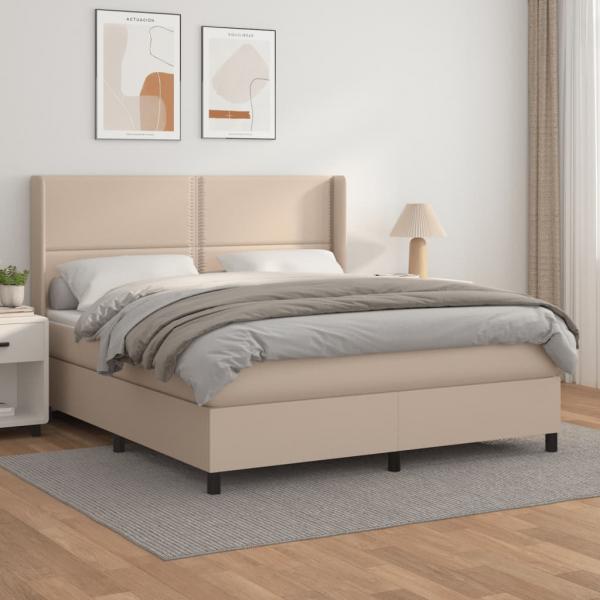 ARDEBO.de - Boxspringbett Matratze Cappuccino-Braun 180x200 cm Kunstleder