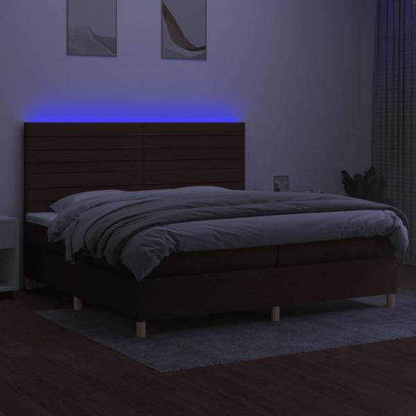 Boxspringbett mit Matratze & LED Dunkelbraun 200x200 cm Stoff