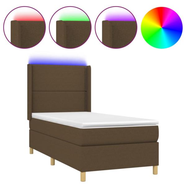 Boxspringbett mit Matratze & LED Taupe 90x200 cm Stoff