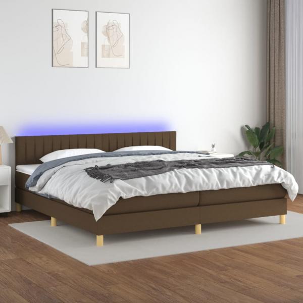 ARDEBO.de - Boxspringbett mit Matratze & LED Dunkelbraun 200x200 cm Stoff