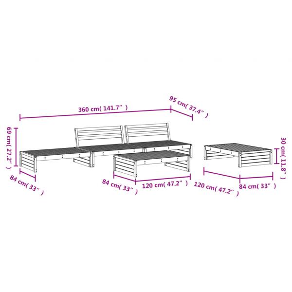 5-tlg. Garten-Lounge-Set Massivholz Douglasie