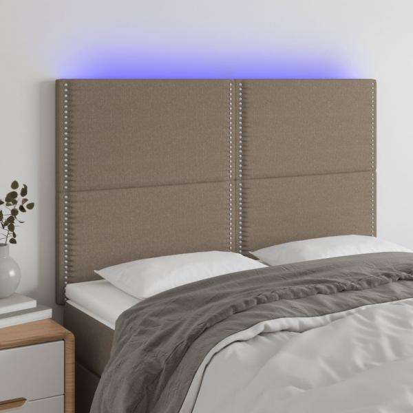 ARDEBO.de - LED Kopfteil Taupe 144x5x118/128 cm Stoff